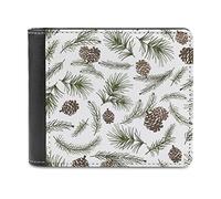 Christmas Tree Green Branches, Pine Cone Fir, Spruce PU Leather Bifold Wallet Coin Purse Soft Stylish Credit Pass Case Card-Holder for Boy Girl Men Woman Money Storage