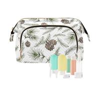 Christmas Tree Green Branches Pine Cone Fir Spruce Women Cosmetic Bag Makeup Bag Stylish Trip Beauty Bag Travel Toiletry Bag with Bottle Organizer 10.2 x 5.9 x 6.7 inch
