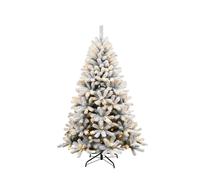 Shatchi 6Ft Pre-Lit Yukon Snow Pine Christmas Tree with 160 Warm White LEDs, 550 tips Shatchi White 6ft