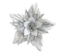 Christmas Tree Hanging Accessory with Simulated Flowers for Wreaths and Seasonal Decoration at Home or Events (silver)