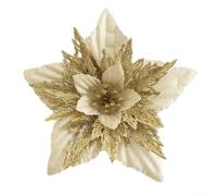 Christmas Tree Hanging Accessory with Simulated Flowers for Wreaths and Seasonal Decoration at Home or Events (gold)