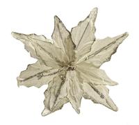 Christmas Tree Hanging Decoration 28cm Glitter Poinsettia Flower for Festive Home and Party Ambiance (Light Gold)
