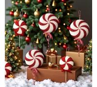 Christmas Tree Hanging Decoration Featuring Festive Sparkly Lollipop with Glittering Swirl Pattern Suitable for Indoor Seasonal Use (B small size)