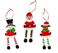 Christmas Tree Hanging Decorations Santa Snowman Reindeer Xmas Tree Wall Home Décor Ornaments 3pcs Set
