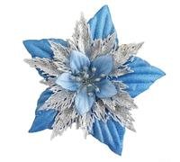 Christmas Tree Hanging Flowers 18 cm Poinsettia Ornaments Red Festive Bauble Decorations for Xmas Tree Wreath Rattan Home Party Garden Wedding(blue)