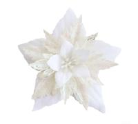 Christmas Tree Hanging Flowers 18 cm Poinsettia Ornaments Red Festive Bauble Decorations for Xmas Tree Wreath Rattan Home Party Garden Wedding(White)