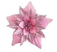 Christmas Tree Hanging Flowers 18 cm Poinsettia Ornaments Red Festive Bauble Decorations for Xmas Tree Wreath Rattan Home Party Garden Wedding(pink)