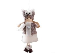 Christmas Tree Hanging Ornament Featuring Mesh Yarn Plush Angel for Festive Seasonal Decoration (Gray)