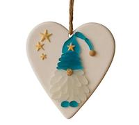 Christmas Tree Hanging Ornament Seaglass Gnome Heart Shaped Decoration Xmas Round Window Hanging Art Gnome Ornament Decorations Gifts for Home Christmas Tree & Valentine's Day (Sky Blue)