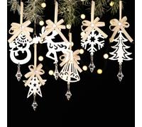 Christmas Tree Hanging Ornament Set with 6 Unique Designs Including Bell, Tree, Star, Snowflake, Reindeer and Snowman for Festive Displays