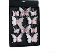 Christmas Tree Hanging Ornaments Featuring Glitter Butterflies and Clips for Easy Display on Trees and Seasonal Decor Plastic Construction (Powder)