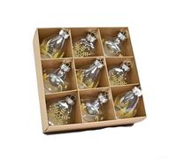 Christmas Tree Hanging Ornaments Set of 9 Clear Balls for Seasonal Decoration in Homes and Commercial Spaces (gold)