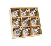 Christmas Tree Hanging Ornaments Set of 9 Clear Balls for Seasonal Decoration in Homes and Commercial Spaces (Silver)