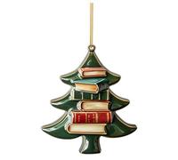 Christmas Tree Hanging Tree Bookshelf Pendant, Christmas Hanging Ornaments Decorations, Books Stacked Ornament Christmas Books Acrylic Ornaments New Years Decorations (Style 01)