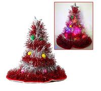 Christmas Tree Hat with Light Santa Light-Up Felt Party Hat Holiday Party Supplies