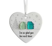 Christmas Tree Heart Pendant - 8cm Ceramic 1 Piece Handmade Christmas Decoration Love Pattern Hanging Ornament Top Quality Modern Style Winter Decoration Living Room Cham