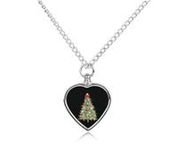 Christmas Tree Heart Silver Pet Urn Necklace Memorials Funerary Ashes Classic Pendant for Dog Cat Lover