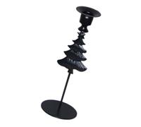 Christmas Tree Holder Matte Black Metal Candlestick, 23cm Tabletop Taper Decor for Dining Table and Entryway Holiday Display Tree Candlestick Holder Holiday Taper Decor Black Metal Stand