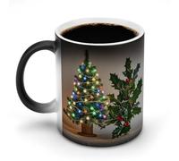 Christmas Tree Holly Morphing Mug Personalized Ceramic Magic Mug Heat Sensitive Clue Mugs Novelty Coffee Cup Modern Ceramic Cup Custom Funny Mugs for Friends Office Coworker