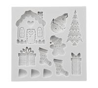 Christmas Tree House Gift Box Socks Shapes Silicone Fondant Cake Molds Christmas Series Chocolate Mold for Kids Silicone Candy Mold Square Large