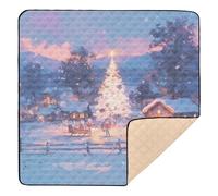 Christmas Tree in Snowy Rural Scene Large Non-Slip Baby Play Mat for Floor Waterproof Tummy Time & Crawling Mat for Baby Toddler Infant, 50'' x 50''
