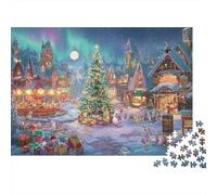 Christmas Tree in Square 1000 Pieces Puzzle Festive Town Recycled Cardboard Vivid Colors Detailed Artwork Framable Home Decor 70x50cm/1000pcs