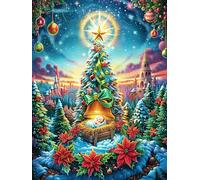 Christmas Tree in Starry Night 300 Piece Jigsaw Puzzle for Adults Teens Fantástico Cuento De Hadas Animal Mental Workout Stress Reduction Vibrant Artwork Idea 300 PCS