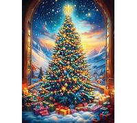 Christmas Tree in Starry Night 500 Pcs Jigsaw Puzzle Bundle Animal Planta Family Puzzle Lovers Fun Family Game Mindful Activity Spring Gift Precision Cut Cardboard 500 PCS