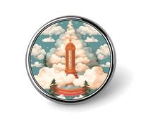 Christmas Tree in The Clouds Round Badge Pin Funny 1 Inch Button Brooch Lapel Pins Fashion Hat Shirt Pin Tie Tack Pinback Buttons Badge Party Supplies Decor Badges For Clothing Coat Hat Dress For Men