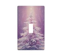 Christmas Tree in The Snow Purple Light Switch Cover Decorative Single Toggle 1 Gang Wall Plate for Kitchen Farmhouse Bedroom Bathroom Art Decor