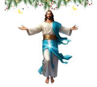 Christmas Tree Jesus Ornament - Jesus Car Rearview Ornament, Christmas Tree Ornaments for Bedroom Window Home, Easy to Use Acrylic Pendant, Faith-Inspired Holiday Decor Tool, Festive Accessory fo