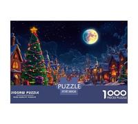 Christmas Tree Jigsaw Puzzles 1000 Pieces Challenge Game for Adults,Snowy Town Impossible Jigsaw 1000 Pieces Educational Games for Adults Or Families 38x26cm/1000pcs