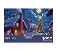 Christmas Tree Jigsaw Puzzles 1000 Pieces Challenge Game for Adults,Snowy Town Impossible Jigsaw 1000 Pieces Educational Games for Adults Or Families 38x26cm/1000pcs