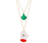 Christmas Tree Jingle Bell Layered Choker Necklace Handmade Gold Plated Wreath Garland Santa Claus Snowflake Glove Xmas Ornament Pendant Necklaces Fashion Tinkle Bells Adjustable Chain Layering