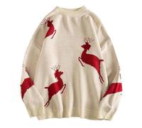 Christmas Tree Jumper-Funny Xmas Jumpers For Men-Autumn And Winter Temperament Deer Christmas Loose Versatile Pullover Round Neck Ju Mper