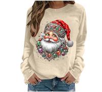Christmas Tree Jumper Women Xmas Tree Graphic Santa Reindeer Print Sweatshirt Novelty Funny Christmas Holiday Tops Pullover Long Sleeve Casual Shirts Blouse Round Neck Loose Tunic Top