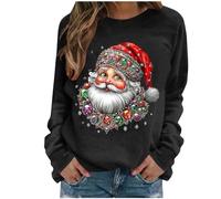Christmas Tree Jumper Women Xmas Tree Graphic Santa Reindeer Print Sweatshirt Novelty Funny Christmas Holiday Tops Pullover Long Sleeve Casual Shirts Blouse Round Neck Loose Tunic Top