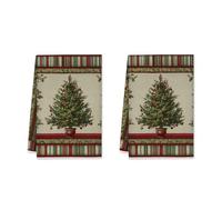 Christmas Tree Kitchen Towels, Festive Traditional Pine Cones Ornaments Christmas Green Microfiber Bar Towels Coffee Bar Decor 16x24 Inch (Set of 2)