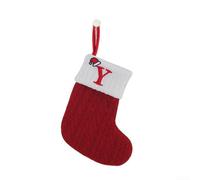 Christmas Tree Knitted Stocking With Snowflake And Alphabet Design, Suitable for Holiday Decoration And Treat Storage, Featuring Hanging Rope(Y)