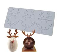 Christmas Tree Lace Mat Snowflake Elk Antlers Shape Mold Sugarcraft Xmas Birthday Party DIY Cake Decorating Tools Impression Chocolate Sugar Baking Mould (Elk Antlers_I_10.68 * 4.96 * 0.16inch)