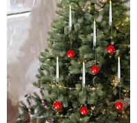 Christmas Tree Led Candles with Clear Crystal Ball Hook,Flameless Flickering Candle Lights,with Remote Control,for Holiday, Home & Party Decor (RED)