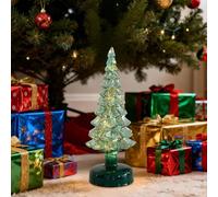 Christmas Tree Led Lamp, Illuminated Glass Tabletop Finish Globe with Warm Light Gradient Sparkling Star for Holiday Mantel Party Festive Home Celebration (Green)
