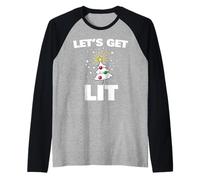 Christmas Tree Let's Get Lit Raglan Baseball Tee