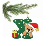 Christmas Tree Letter Ornament - A to Z Personalized Hanging Alphabet Pendant for Xmas Decor, DIY Home Decorations (X)