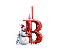 Christmas Tree Letter Pendants Acrylic Hanging Letters Ornaments DIY Letter Hanging Pendant Christmas Decorations with Snowman & Festive Patterns for Xmas Tree, Home, Party Decorations (Snowman-B)