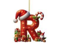 Christmas Tree Letter Pendants Acrylic Hanging Letters Ornaments DIY Letter Hanging Pendant Christmas Decorations with Santa Hat & Gnome for Xmas Tree, Home, Party Decorations (Gnome-R)