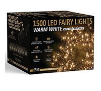 Christmas Tree Lights 1500 LED 37.5m Warm White - 2.5cm Bulb Distance Fairy String Lights Plug in with Timer and Memory Functions - Suitable for Outdoor/Indoor Use