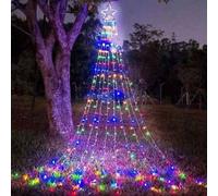 Christmas Tree Lights 320 Led Waterfall Lights With 10 Inch Star Multicolor