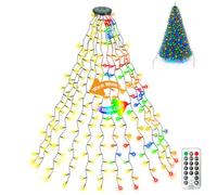 Christmas Tree Lights 3m * 16 Lines Mains Powered, Warm White + Multicolor 2 in 1 Fairy Lights 480 LED for 9-12Ft Christmas Tree, Easy to Install Tree Decoration String Light for Indoor/Outdoor