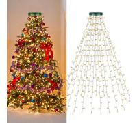 Christmas Tree Lights Indoor and Outdoor, 2m/6.6 ft x 16 Lines, 400LEDs 8 Modes Xmas Lights for Tree Decoration IP44 Waterproof Waterfall, 2700K Warm White